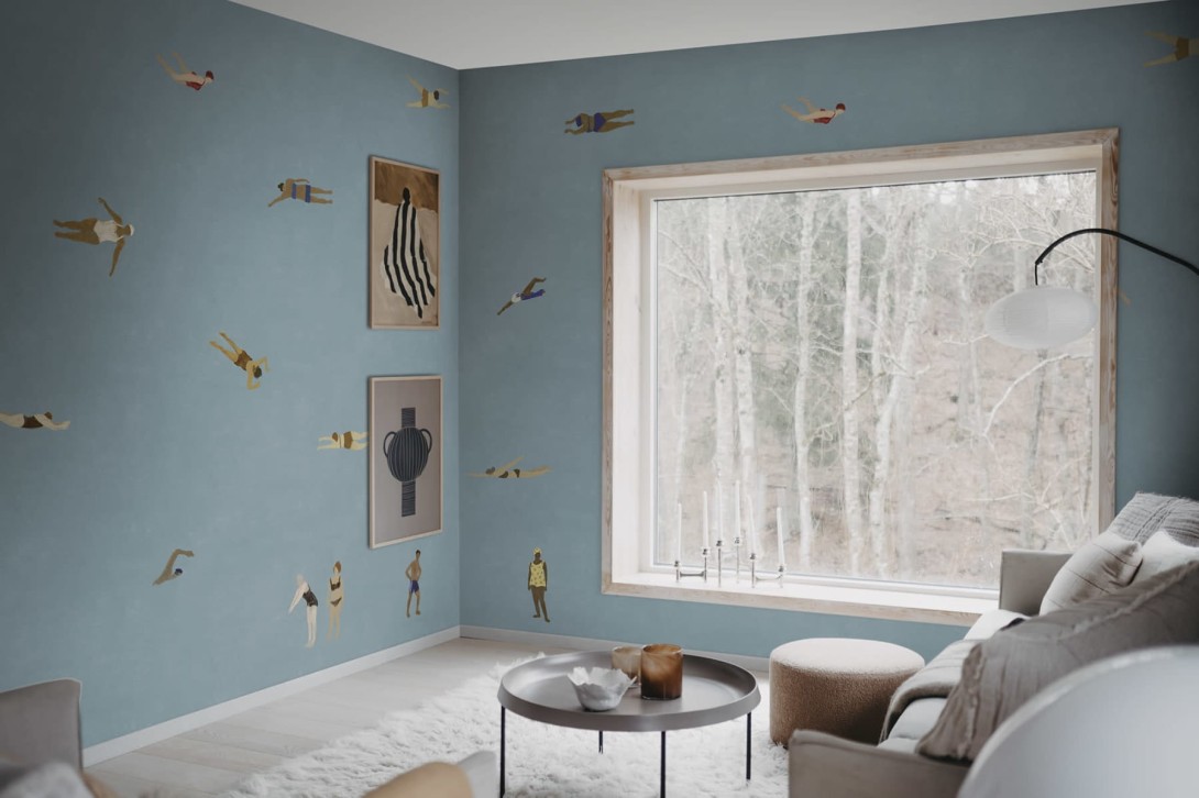 Rebel Walls R20632 Fine Little Day Swimmers Blue - mural w pływaczki