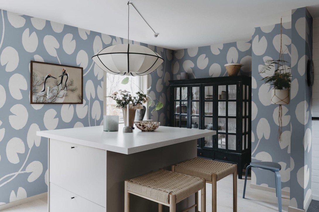 Rebel Walls R20629 Fine Little Day Water Lilies Blue - mural w lilie wodne