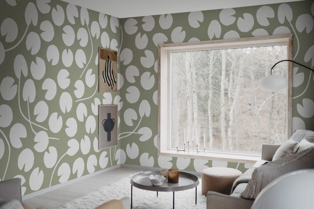 Rebel Walls R20630 Fine Little Day Water Lilies Green - mural w lilie wodne