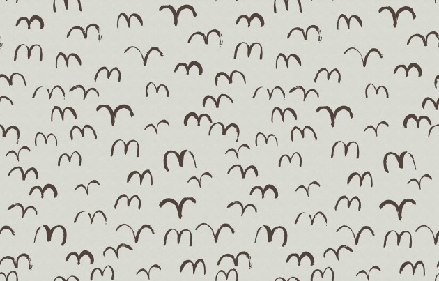 Rebel Walls R20624 Fine Little Day Bird Brown - mural w ręcznie rysowane ptaki w locie