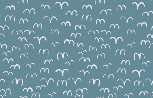 Rebel Walls R20623 Fine Little Day Bird Blue - mural w ręcznie rysowane ptaki w locie