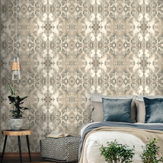 York NA0593 Candice Olson Botanical Dreams Inner Beauty Gray - tapeta w kalejdoskopowy ornament