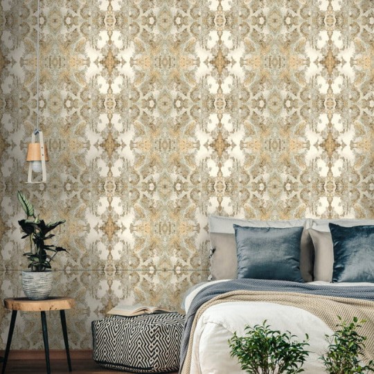 York NA0594 Candice Olson Botanical Dreams Inner Beauty Light Gray - tapeta w kalejdoskopowy ornament