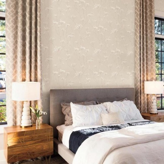 York DN3708 Candice Olson Botanical Dreams Enchanted Cream Pearl - tapeta w minimalistyczny roślinny wzór