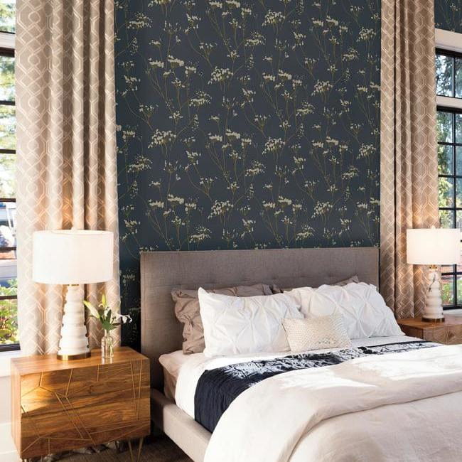 York DN3709 Candice Olson Botanical Dreams Enchanted Anchor Grey - tapeta w minimalistyczny roślinny wzór