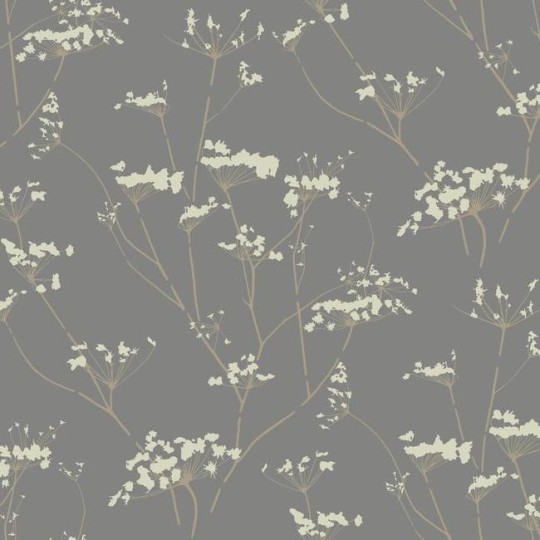 York DN3711 Candice Olson Botanical Dreams Enchanted Dark Platinum - tapeta w minimalistyczny roślinny wzór