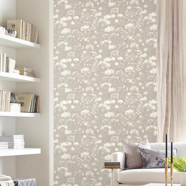 York NA0540 Candice Olson Botanical Dreams Botanical Fantasy Soft Taupe - tapeta roślinna w dmuchawce
