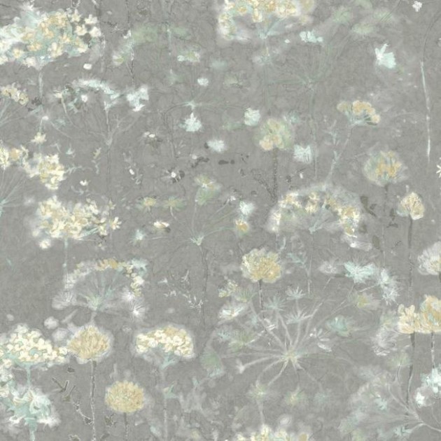 York NA0541 Candice Olson Botanical Dreams Botanical Fantasy Grey/Light Blue - tapeta roślinna w dmuchawce
