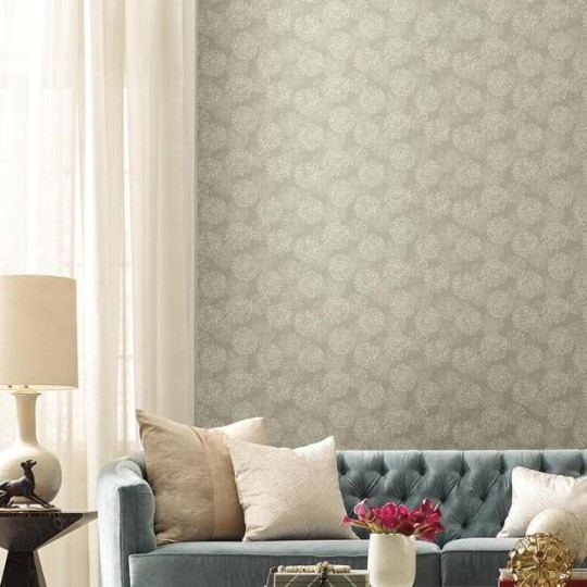 York NA0580 Candice Olson Botanical Dreams Grandeur Silver/Cream - tapeta roślinna w minimalistyczne dmuchawce