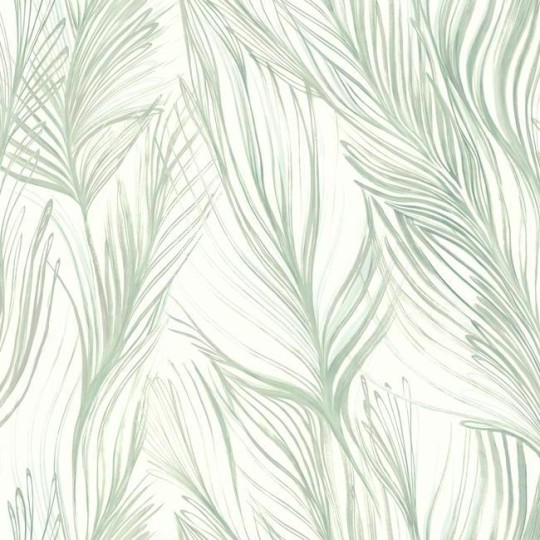 York NA0501 Candice Olson Botanical Dreams Peaceful Plume Light Blue/Silver - tapeta w liście