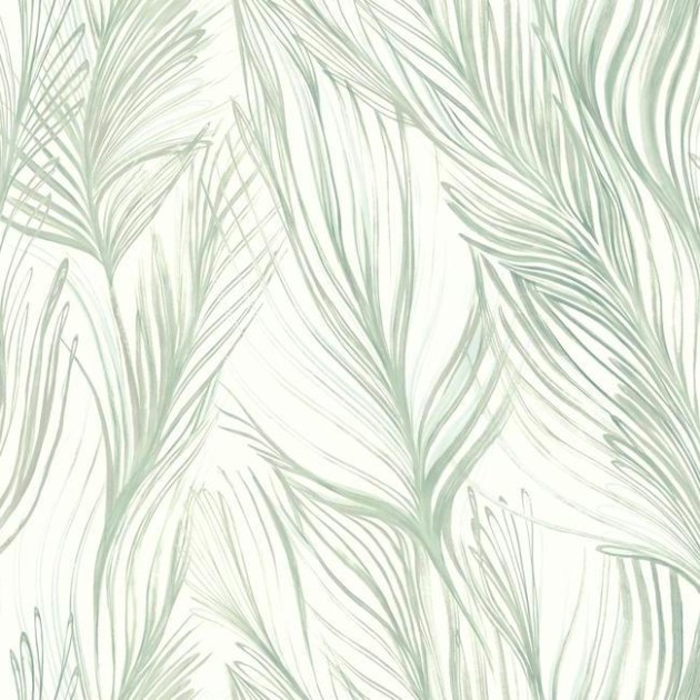 York NA0501 Candice Olson Botanical Dreams Peaceful Plume Light Blue/Silver - tapeta w liście