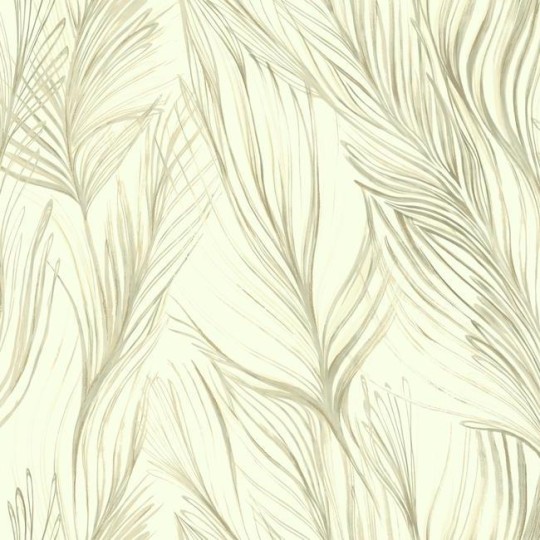 York NA0502 Candice Olson Botanical Dreams Peaceful Plume Beige - tapeta w liście