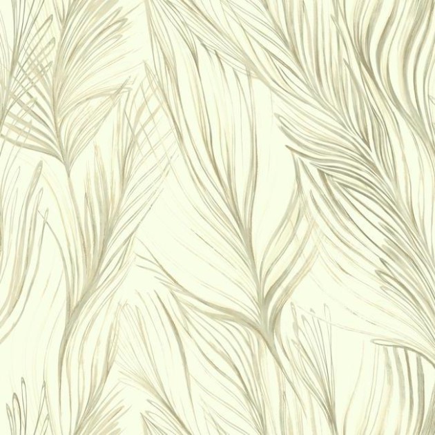 York NA0502 Candice Olson Botanical Dreams Peaceful Plume Beige - tapeta w liście