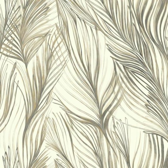 York NA0503 Candice Olson Botanical Dreams Peaceful Plume Charcoal/Gold - tapeta w liście