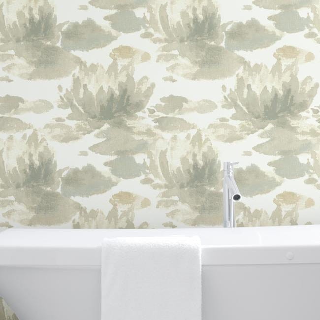 York NA0524 Candice Olson Botanical Dreams Water Lily Taupe/Grey - tapeta w abstrakcyjne lilie