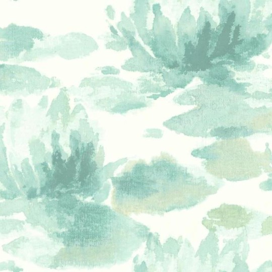 York NA0525 Candice Olson Botanical Dreams Water Lily Clean/Blue - tapeta w abstrakcyjne lilie