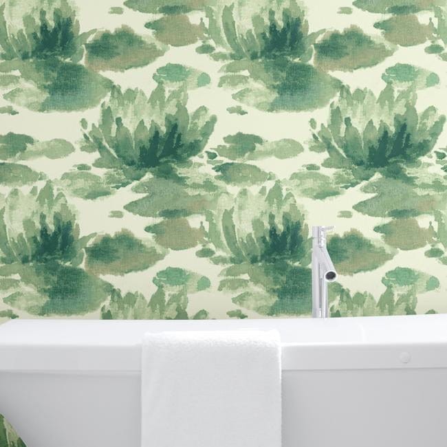 York NA0526 Candice Olson Botanical Dreams Water Lily Green - tapeta w abstrakcyjne lilie