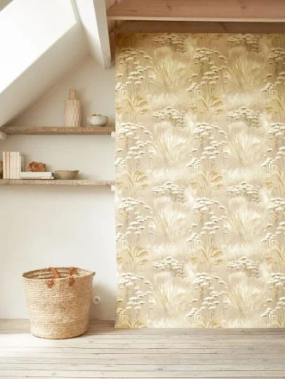 Casadeco 200941322 Sentier Des Dunes Oyat Beige Creme - tapeta łąka