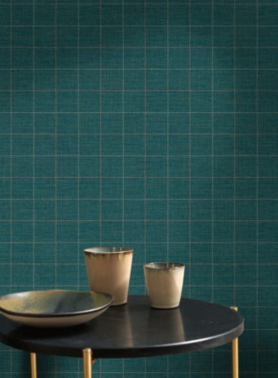 Casadeco 200510142 Carnaby Street Liam Naturel - tapeta w kratkę