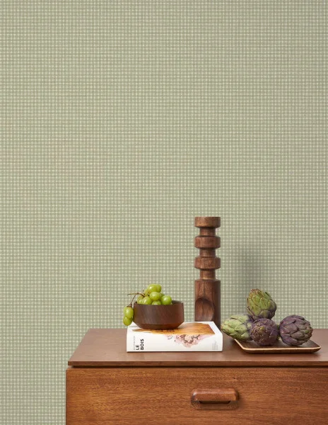Casadeco 200552722 Carnaby Street Jude Naturel - tapeta w drobną kratkę