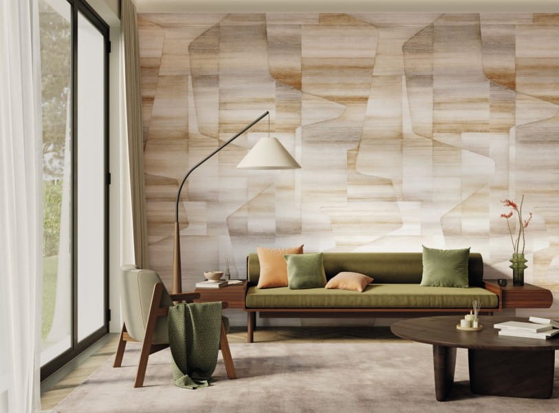 Casadeco 200571825 Carnaby Street John Ocre Cacao - mural geometryczny