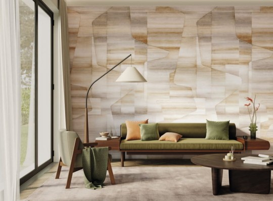 Casadeco 200571825 Carnaby Street John Ocre Cacao - mural geometryczny