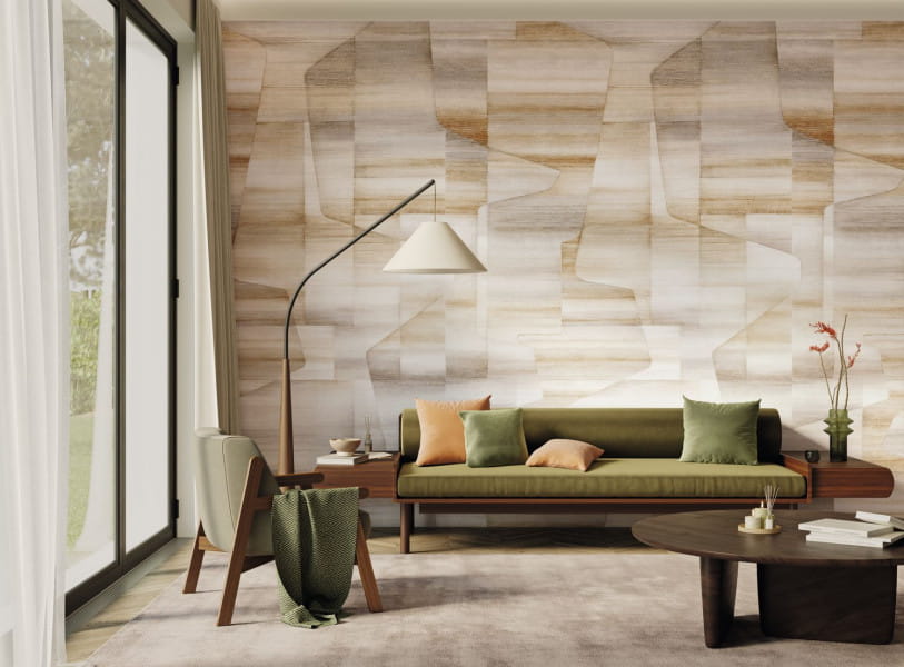 Casadeco 200571827 Carnaby Street John Ocre Cacao - mural geometryczny