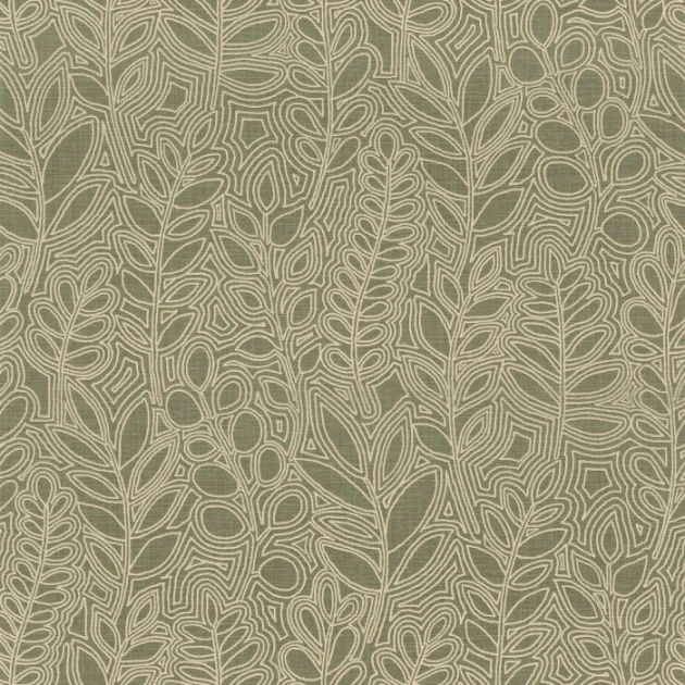 Casamance 76680712 Palmadora Astragale Kaki - tapeta z roślinnym haftem
