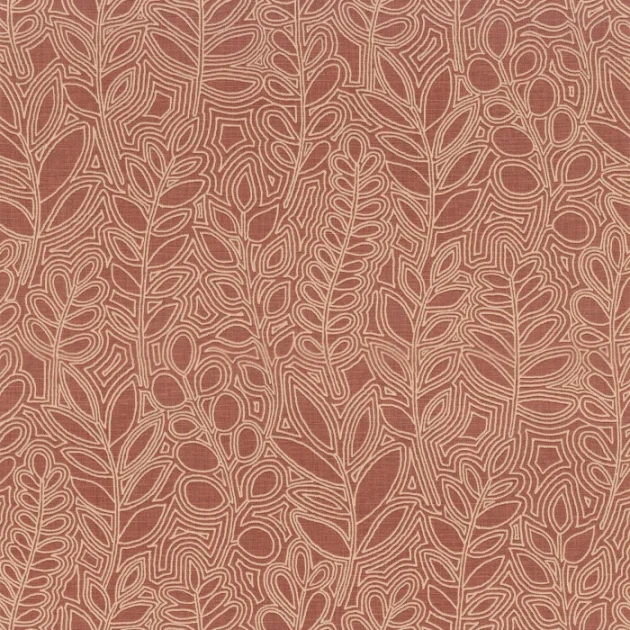 Casamance 76680814 Palmadora Astragale Terracotta - tapeta z roślinnym haftem