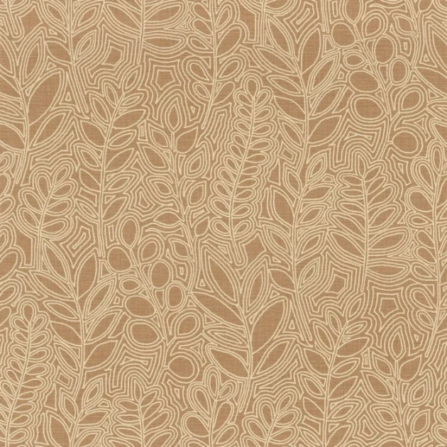 Casamance 76680610 Palmadora Astragale Camel - tapeta z roślinnym haftem