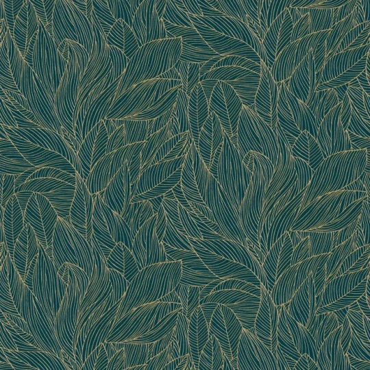 Casamance 76602752 Jardin Felicia Hosta Marine - tapeta w liście