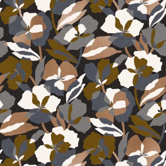 Casamance 76581120 Jardin Felicia Amaryllis Petrole - tapeta w kwiaty amarylis