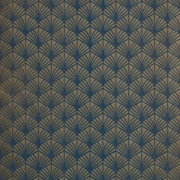 Casamance 76651630 Magnitude-Textures Nereides Bleu Roi - tapeta w metaliczne liście