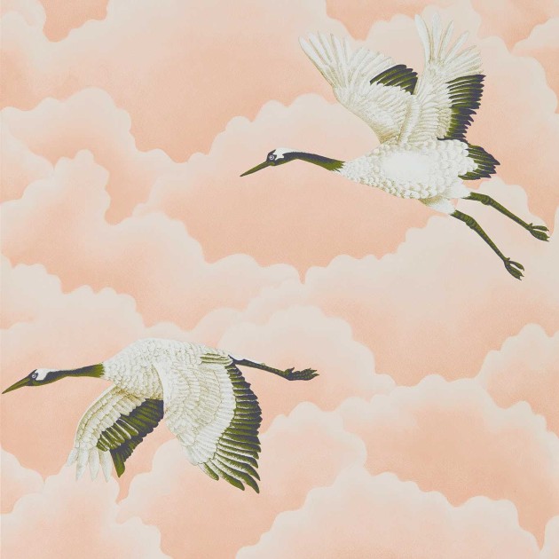 Harlequin 111232 Idyllic Cranes In Flight Blush - tapeta w lecące żurawie