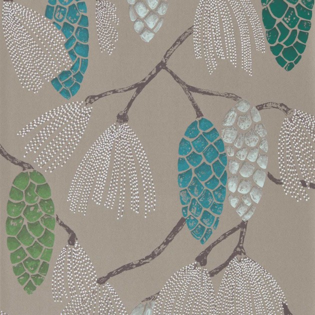 Harlequin 111502 Idyllic Epitome Turquoise/Pea/Gilver - tapeta w roślinny motyw