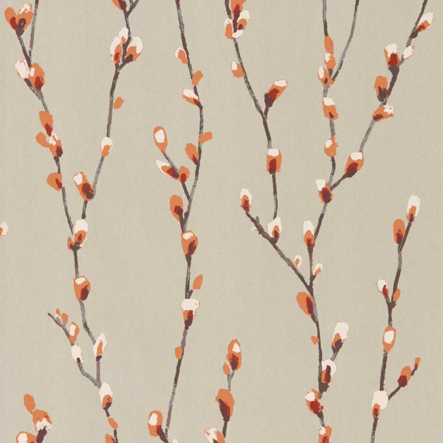 Harlequin 111470 Idyllic Salice Tangerine/Gilver - tapeta w bazie wierzbowe