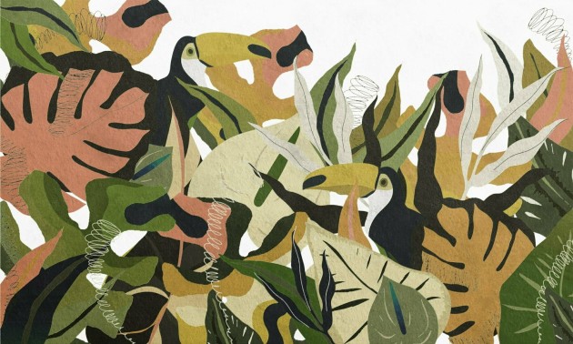 Dekorami Brasil 4 - mural w egzotyczne ptaki i rośliny