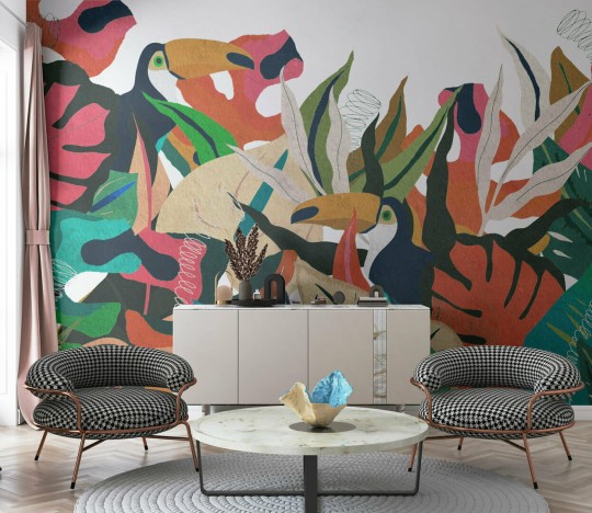 Dekorami Brasil 6 - mural w egzotyczne ptaki i rośliny