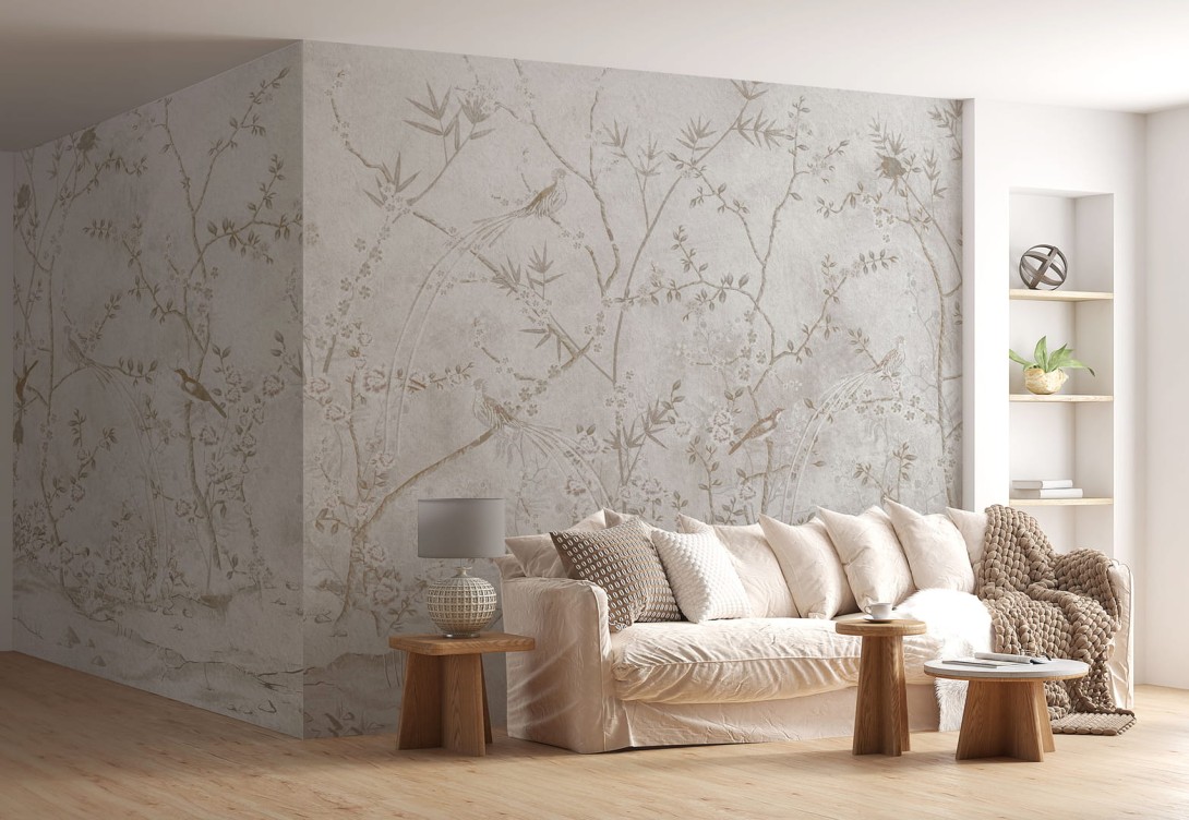 Dekorami Chinoiserie 2 - mural w roślinny motyw w stylu chinoiserie