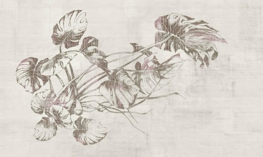 Dekorami Deli 2 - mural w delikatne liście monstery