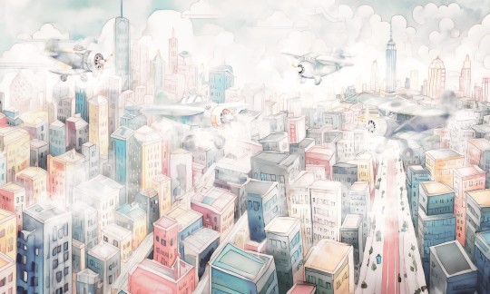 Dekorami Airshow 1 - mural dla dzieci w miejski krajobraz i samoloty