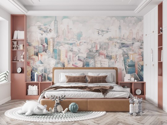 Dekorami Airshow 1 - mural dla dzieci w miejski krajobraz i samoloty