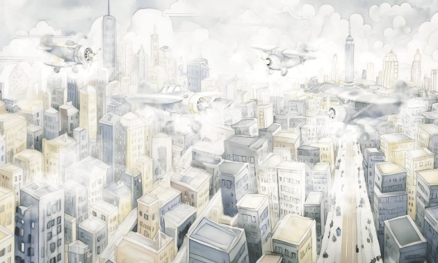 Dekorami Airshow 2 - mural dla dzieci w miejski krajobraz i samoloty