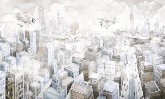 Dekorami Airshow 3 - mural dla dzieci w miejski krajobraz i samoloty