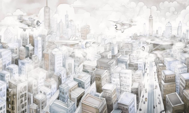 Dekorami Airshow 3 - mural dla dzieci w miejski krajobraz i samoloty