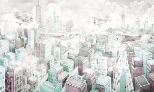 Dekorami Airshow 4 - mural dla dzieci w miejski krajobraz i samoloty