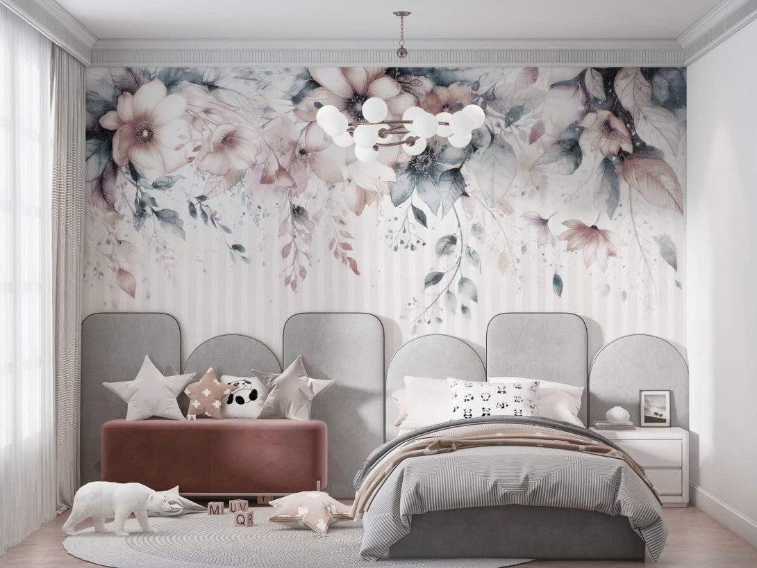 Dekorami Retro Flo 2 - mural dla dzieci w kwiaty