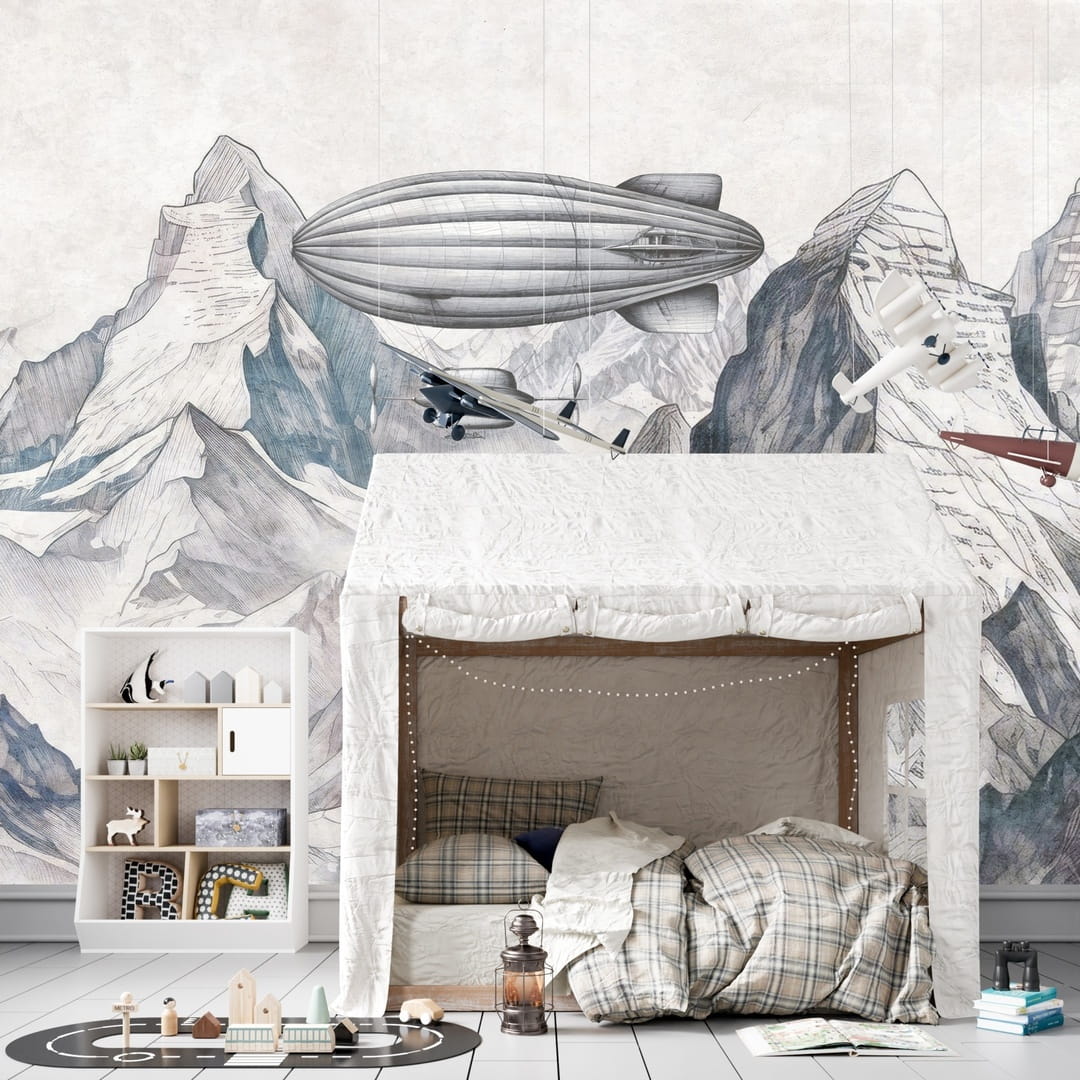 Dekorami Zeppelin 1 - mural dla dzieci w górski krajobraz