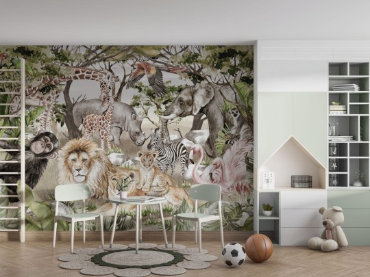 Dekorami Safari N1 - mural dla dzieci w egzotyczne zwierzęta