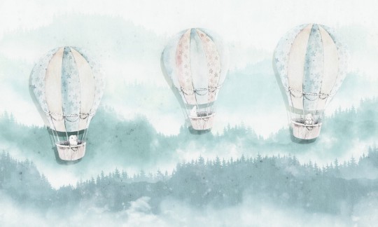 Dekorami Happy Ride Balloon 1N - mural dla dzieci w lecące balony i las